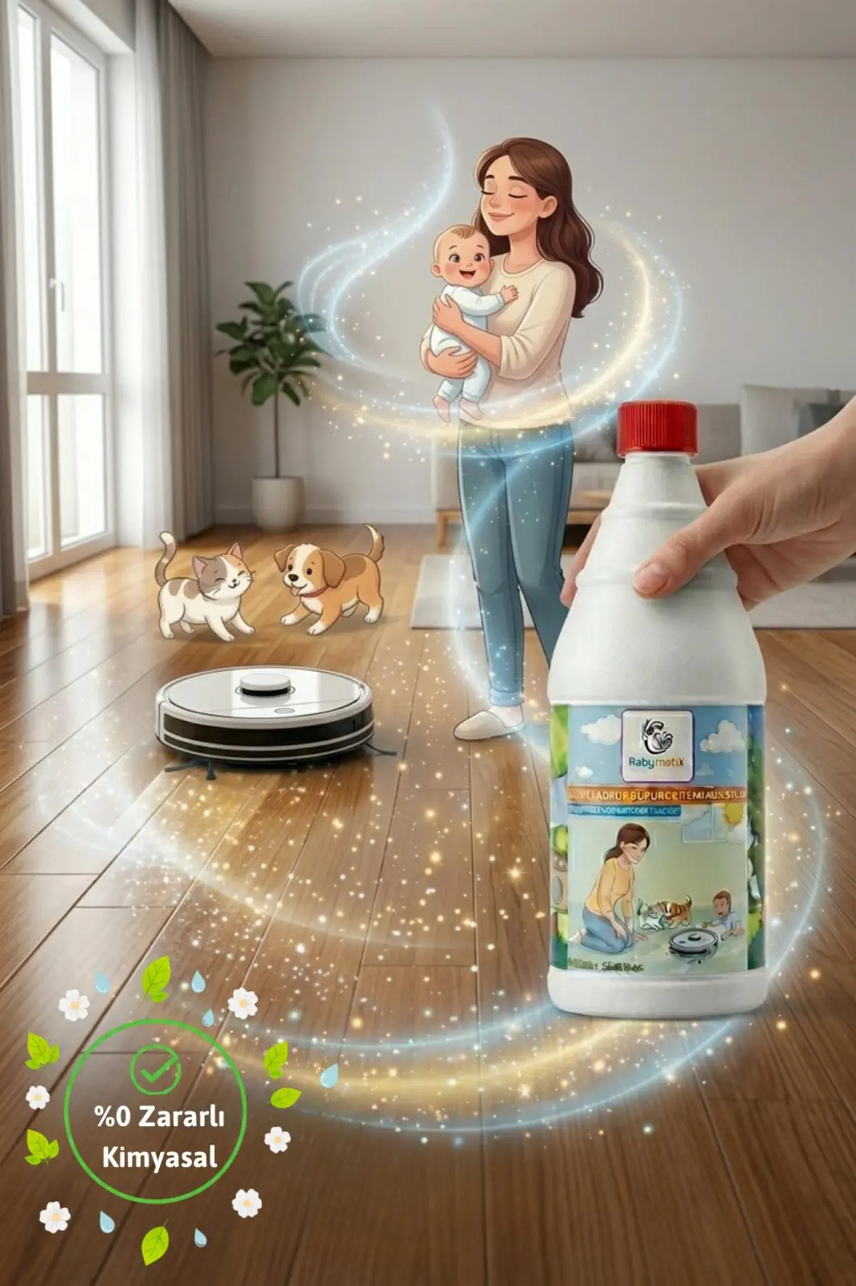babymatik sihirli robot süpürge temizlık sıvısı